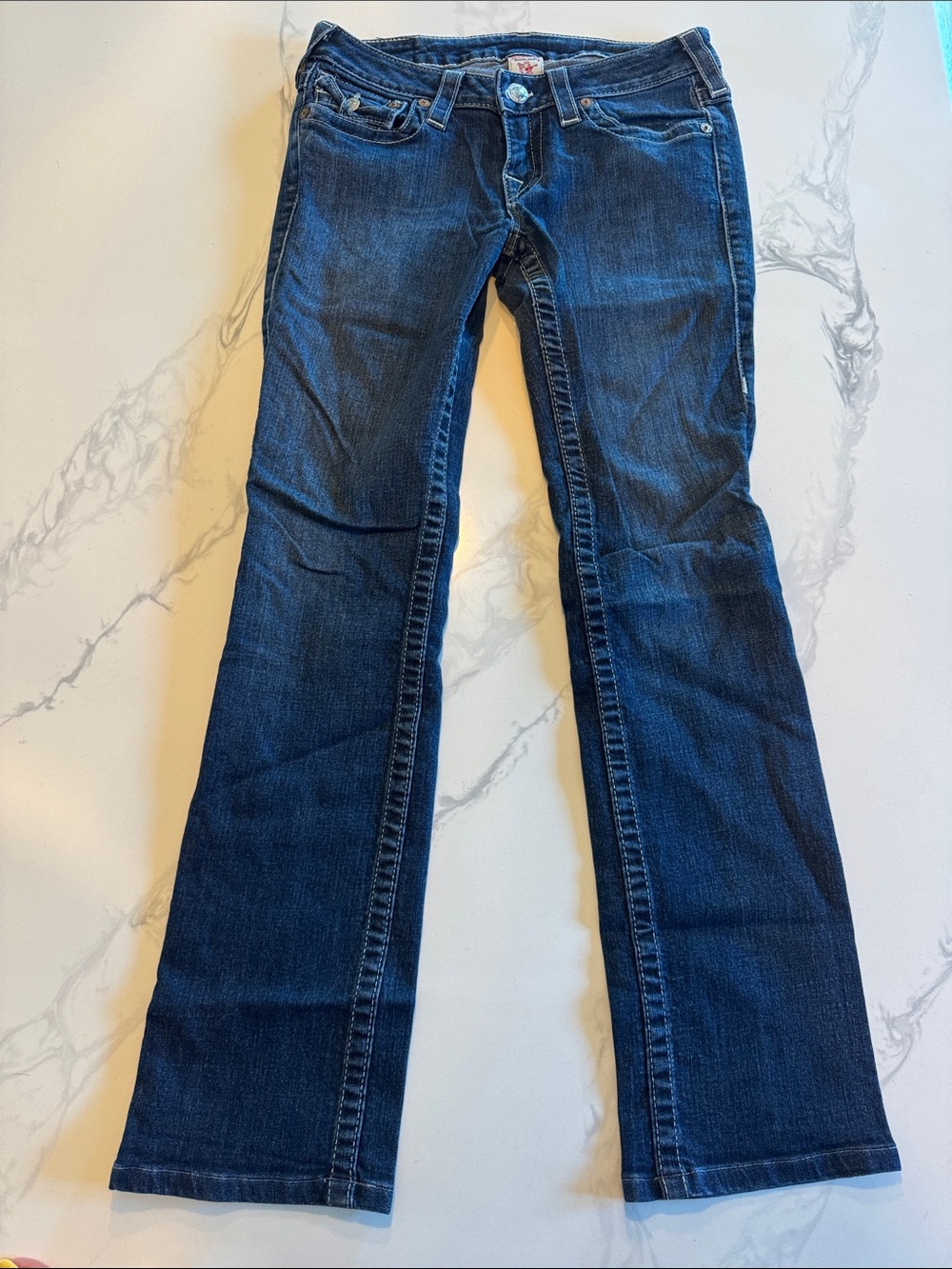 True Religion Indigo Blue Jeans with Contrast Stitching